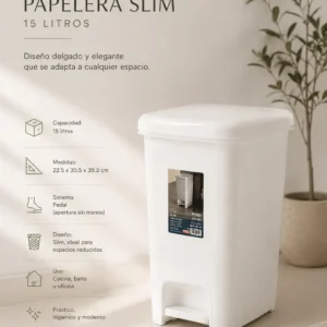 Cesto con Pedal SLIM 15LT Blanco