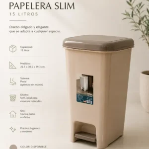 Cesto con Pedal SLIM 15LT beige