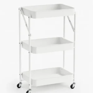 Carrito metálico plegable blanco 3 Niveles