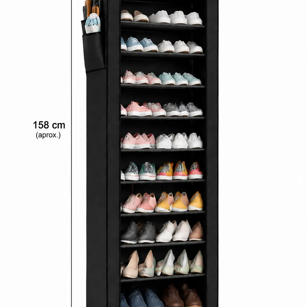 Zapatera de tela negro