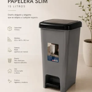 Cesto con Pedal SLIM 15LT Gris